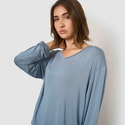 Pijama largo de viscosa índigo