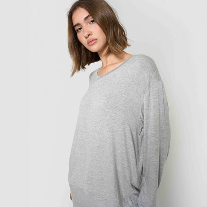 Pijama largo de viscosa gris