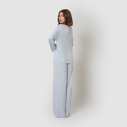Pijama largo de viscosa celeste