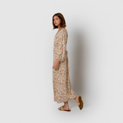 brown viscose midi dress Wulan