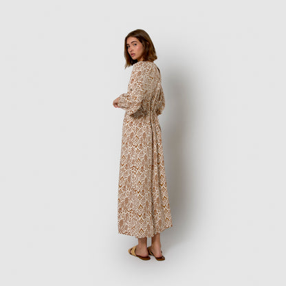 brown viscose midi dress Wulan