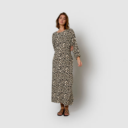 Black viscose midi dress