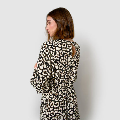 Black viscose midi dress