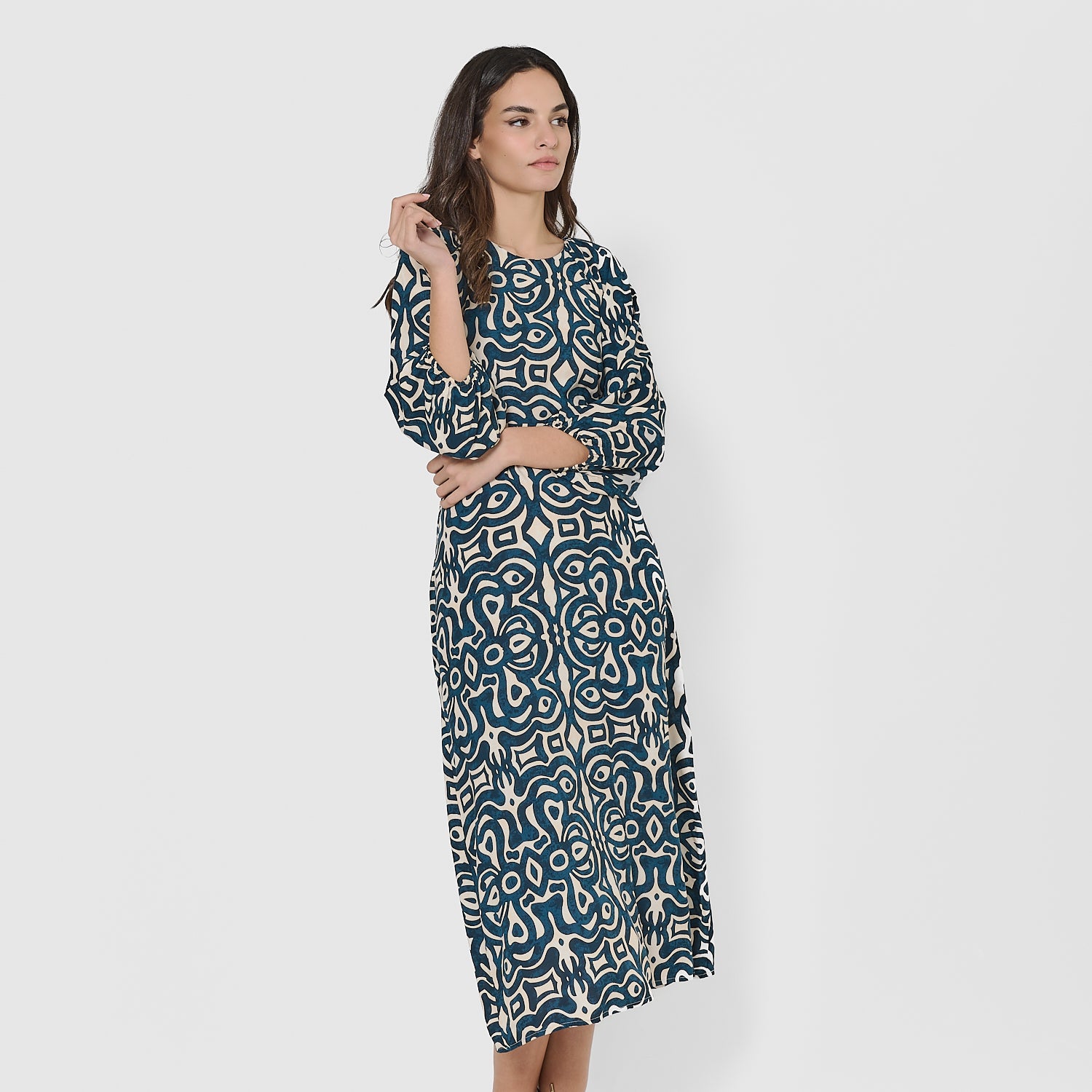 Vestido midi viscosa taissa azul