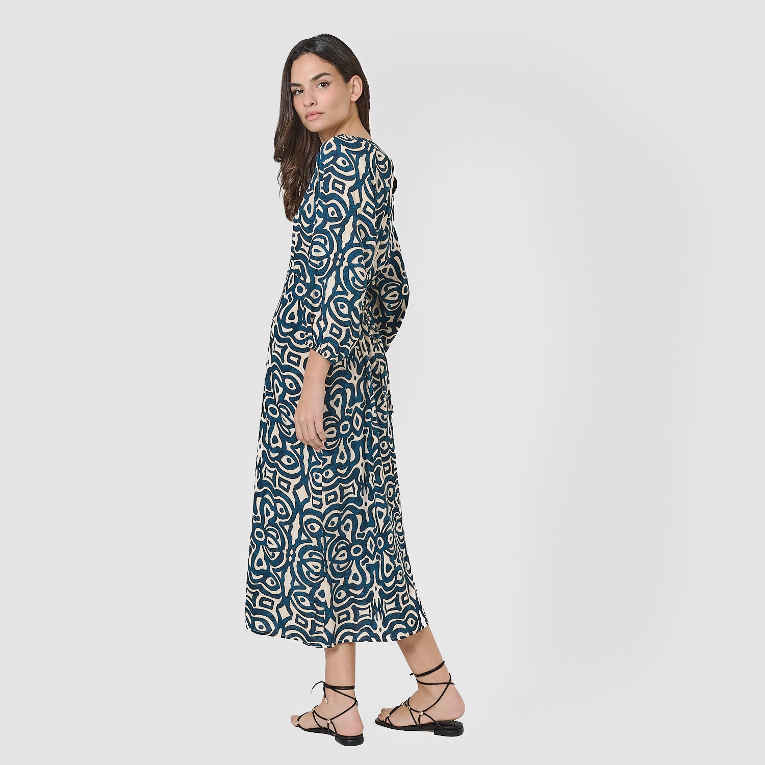 Vestido midi viscosa taissa azul