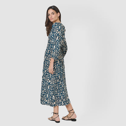 Vestido midi viscosa taissa azul