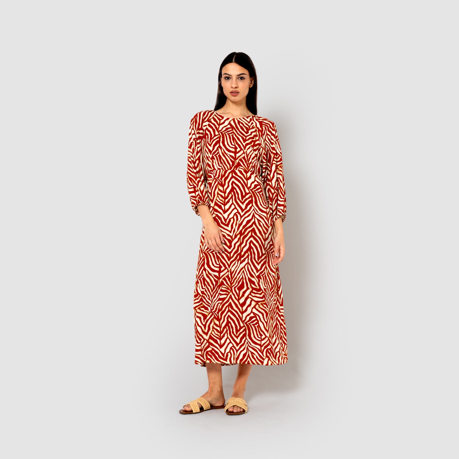 Vestido midi viscosa portabales teja