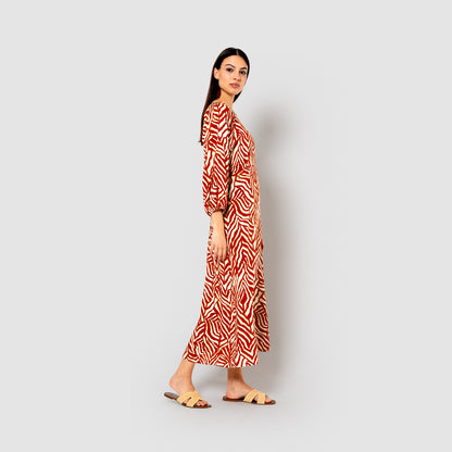 Vestido midi viscosa portabales teja