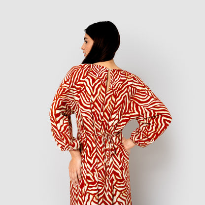 Vestido midi viscosa portabales teja