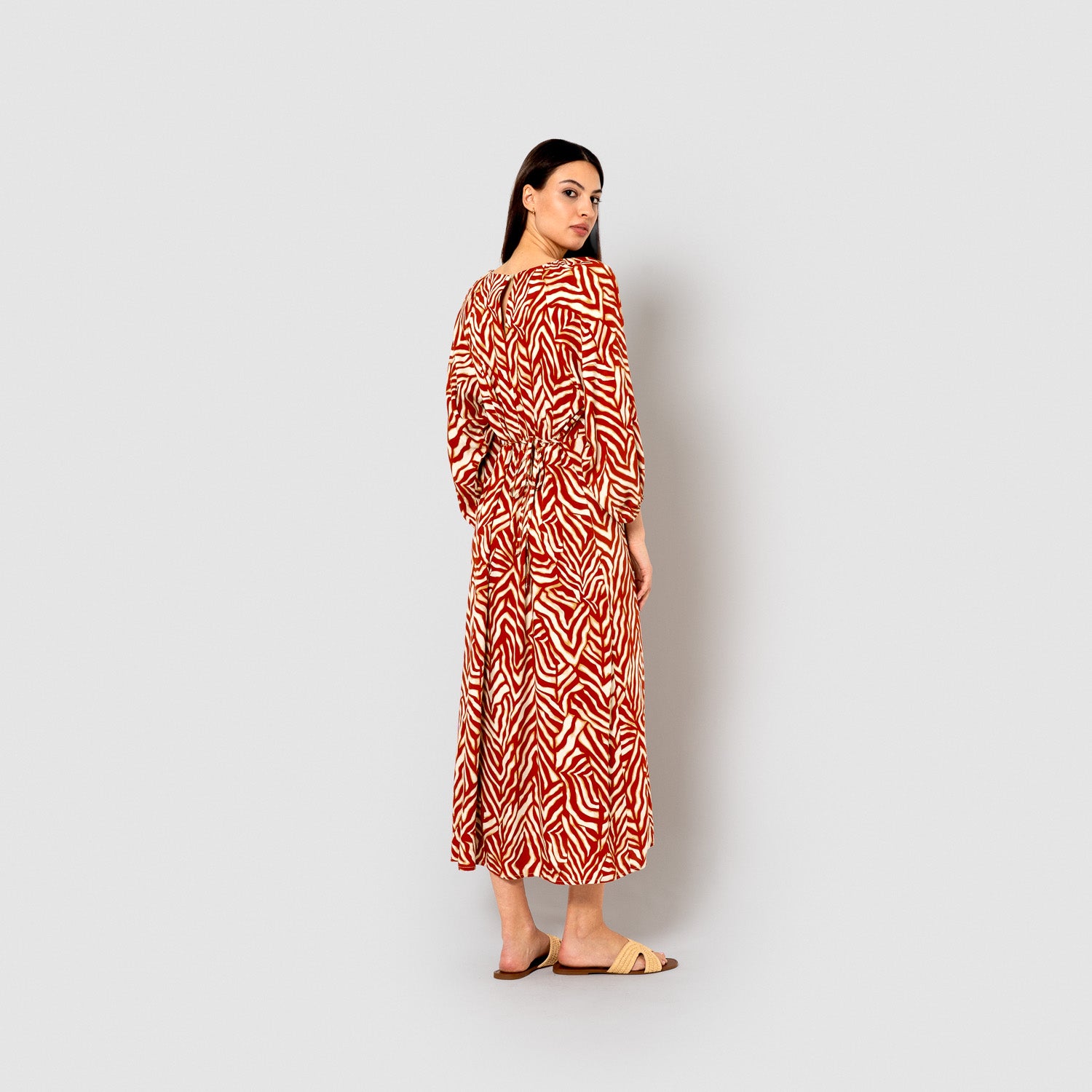 Vestido midi viscosa portabales teja