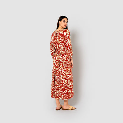 Vestido midi viscosa portabales teja