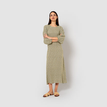 Vestido midi viscosa purnama verde cacería