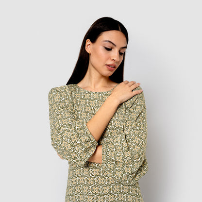 Vestido midi viscosa purnama verde cacería