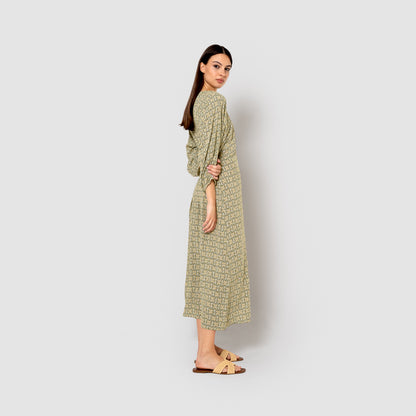 Vestido midi viscosa purnama verde cacería