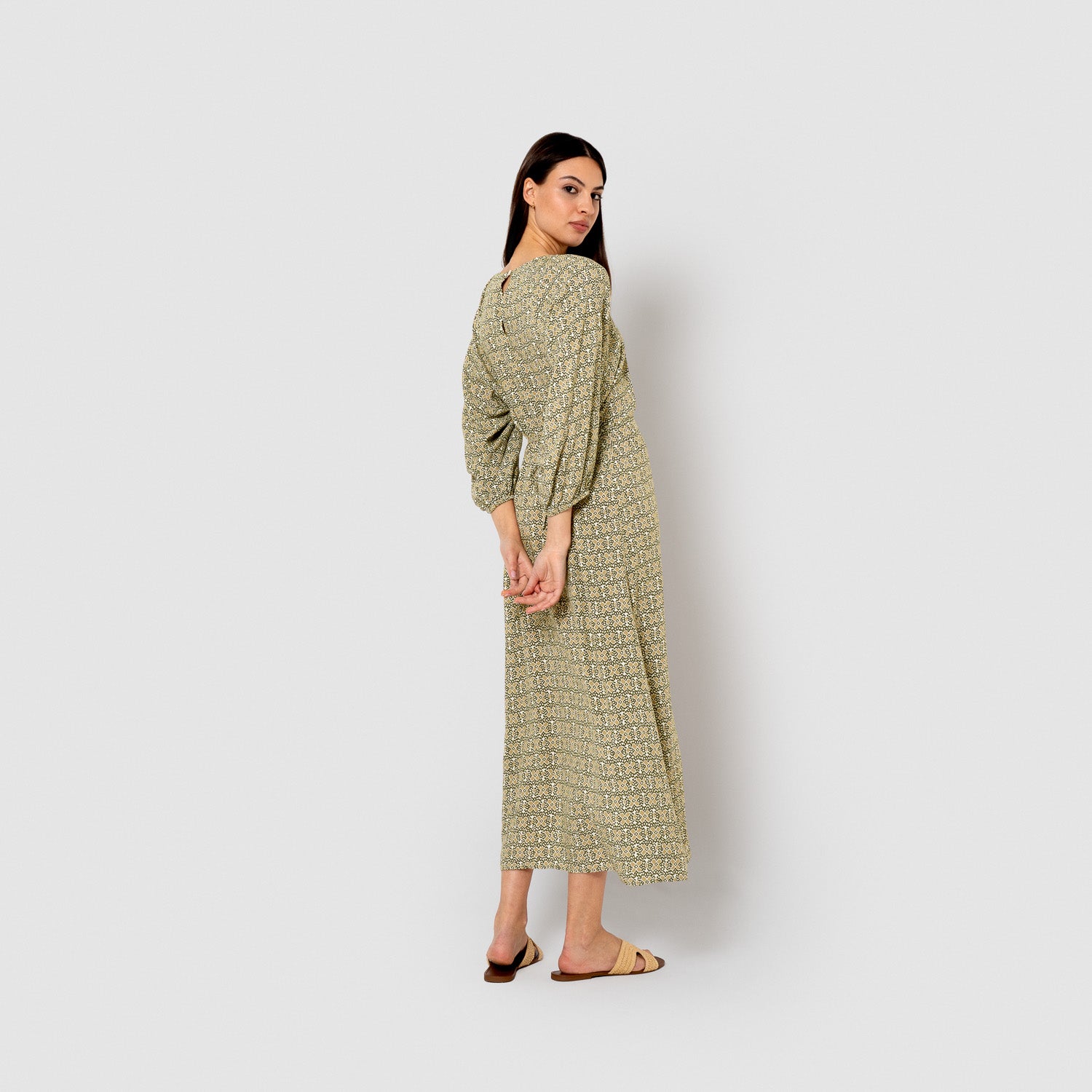 Vestido midi viscosa purnama verde cacería