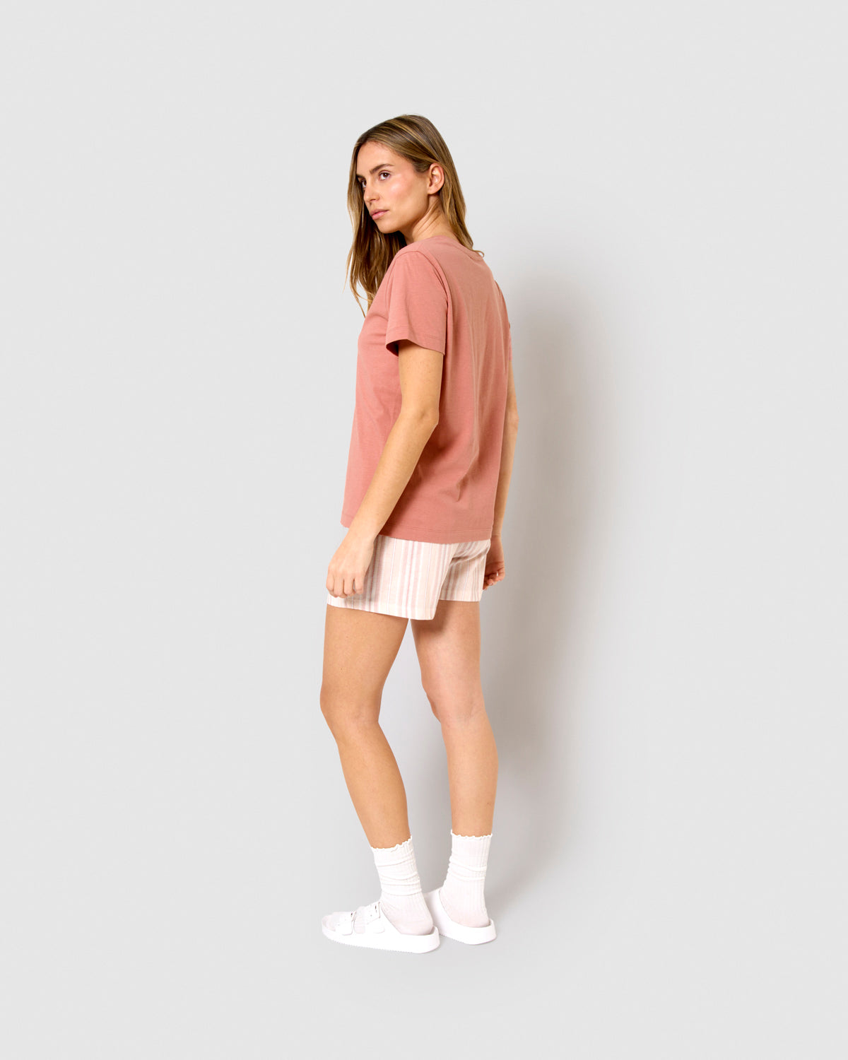 Pijama corto algodón raya martuca rosa