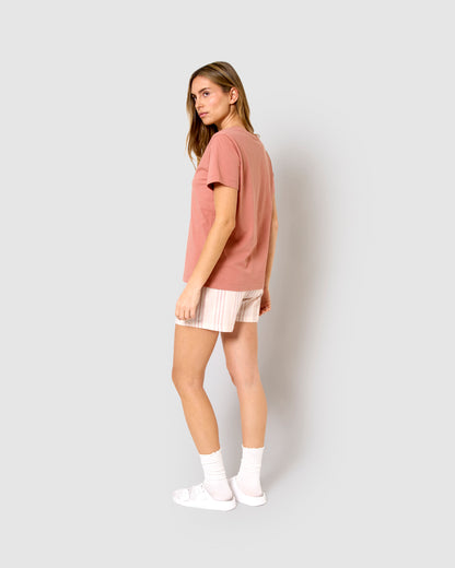 Pijama corto algodón raya martuca rosa