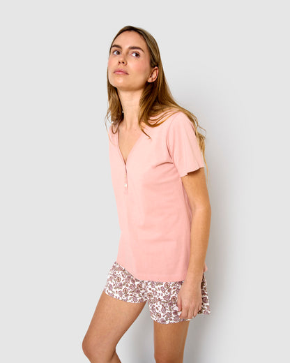 Pijama corto algodón meghan rosa palo