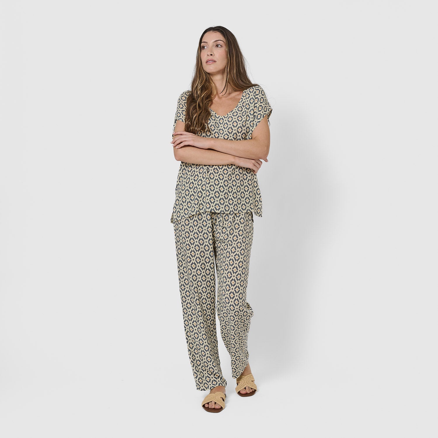 Blusa viscosa waterloo azul grisáceo