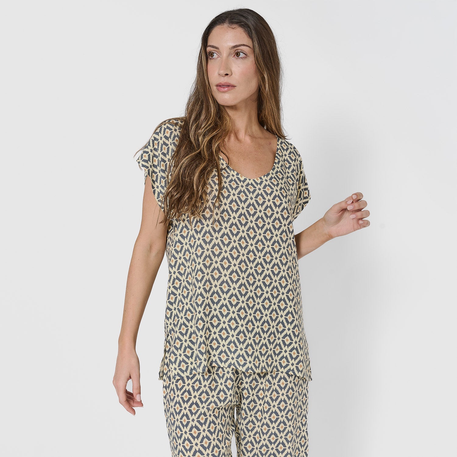 Blusa viscosa waterloo azul grisáceo