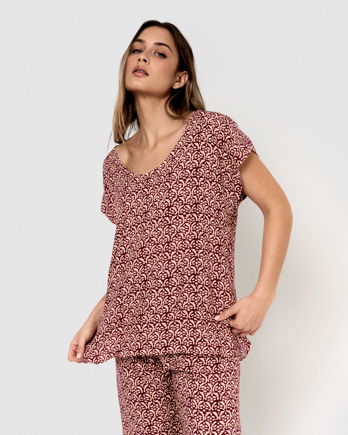 Blusa viscosa bosco buganvilla