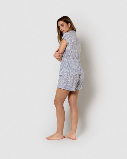 chemise de pyjama courte en viscose lilas indigo