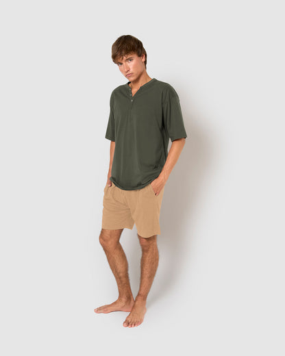 Pijama corto con botones índigo verde menta