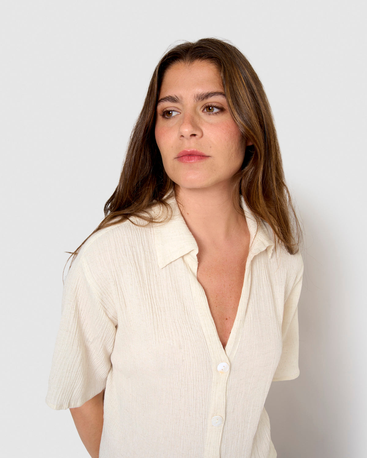 Set de camisa y short de algodón lino natural