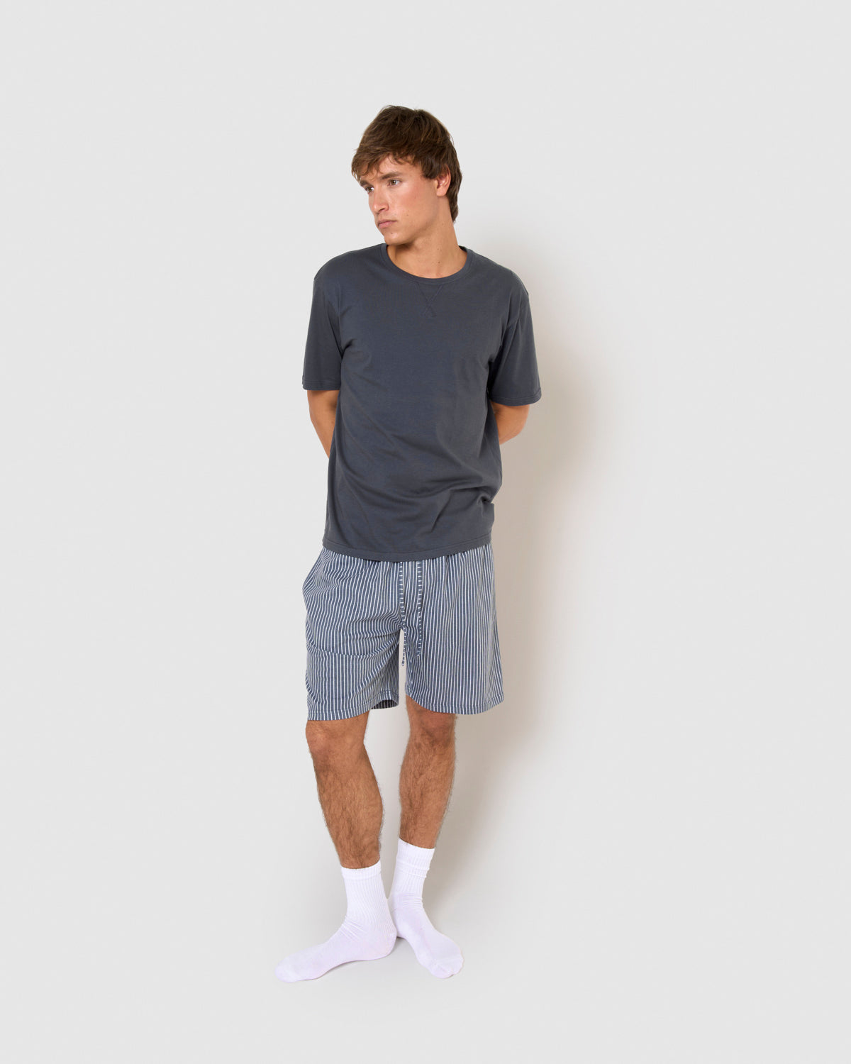 Pijama corto algodón raya chuck azul marino