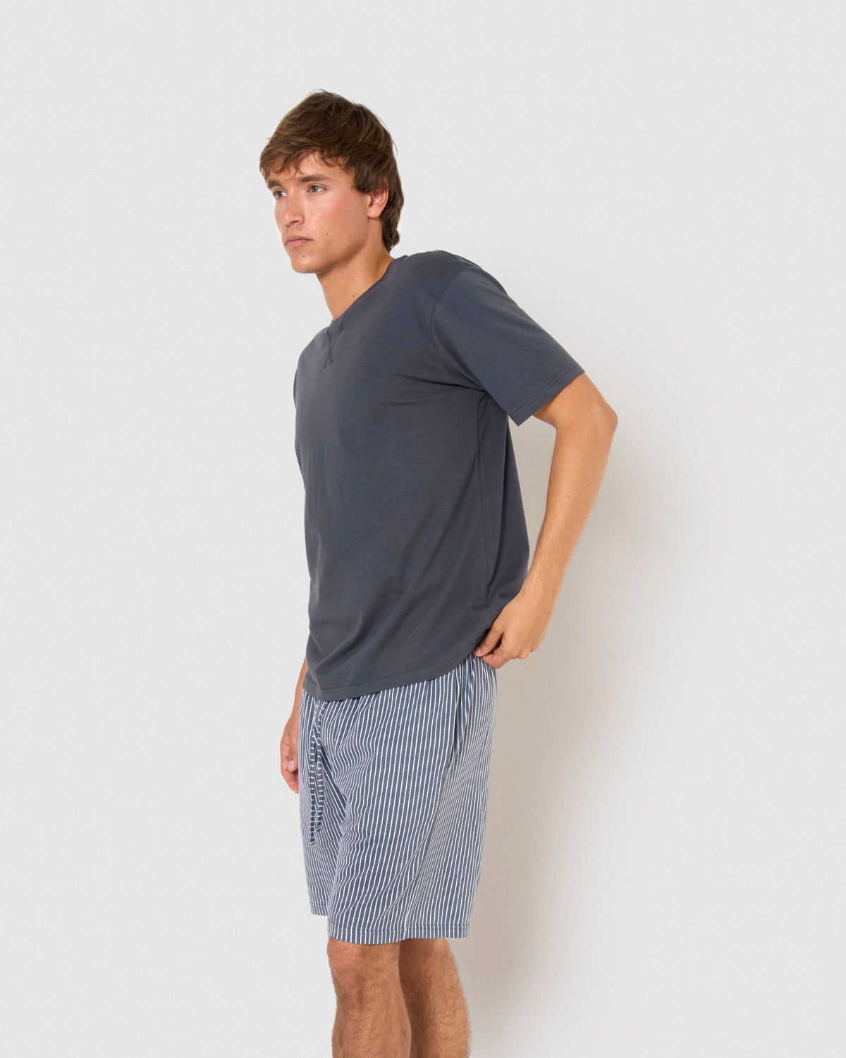 Pijama corto algodón raya chuck azul marino