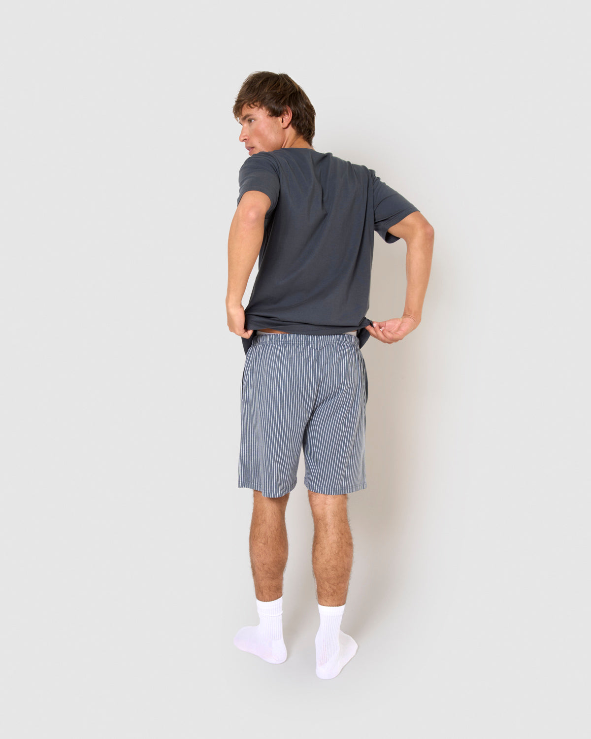 Pijama corto algodón raya chuck azul marino