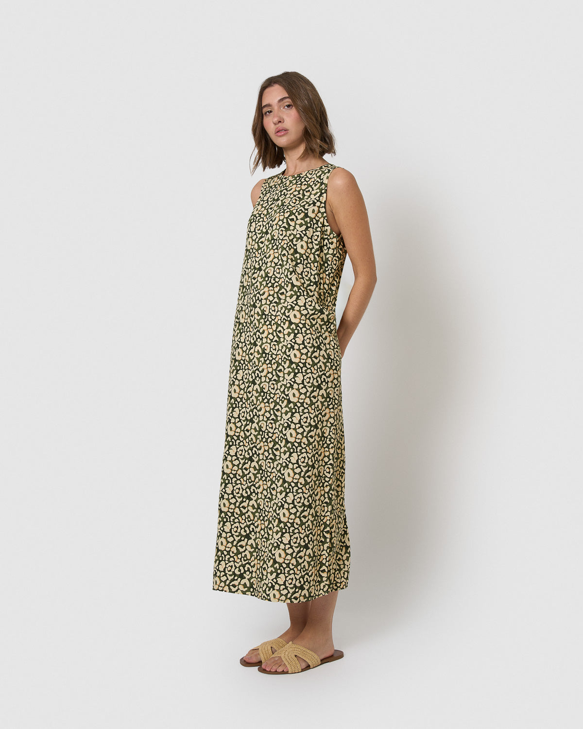 Vestido largo viscosa milina verde