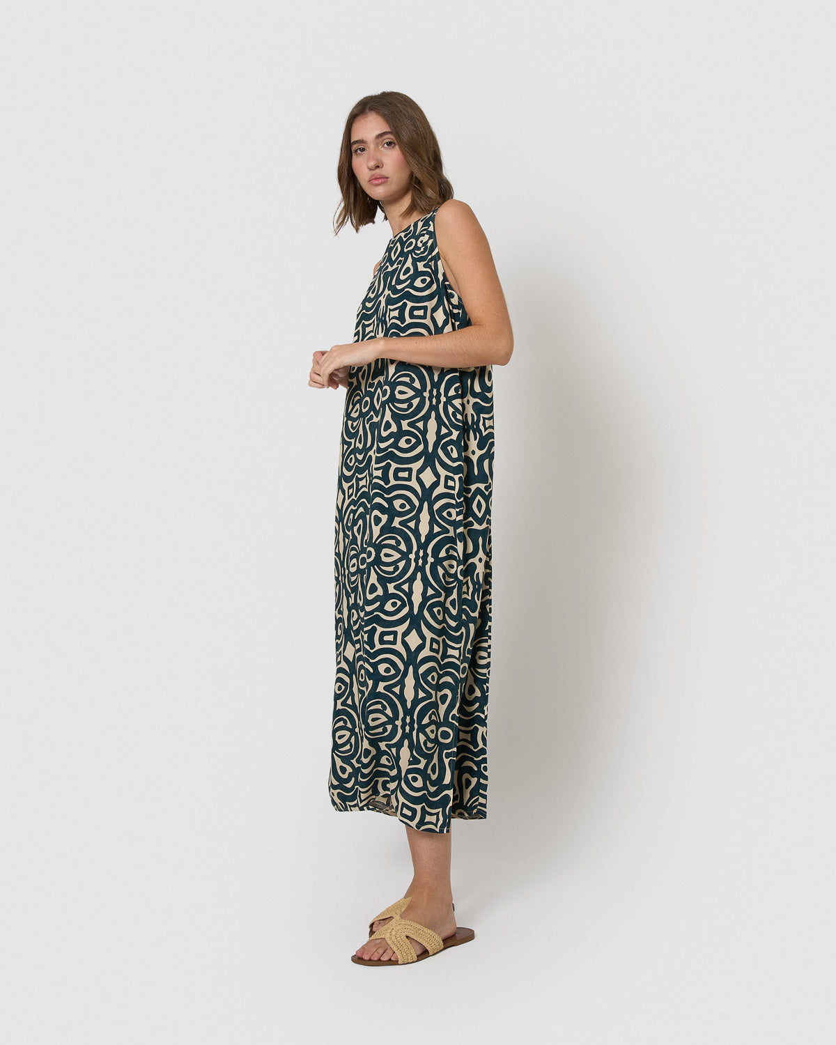 Vestido largo viscosa taissa azul