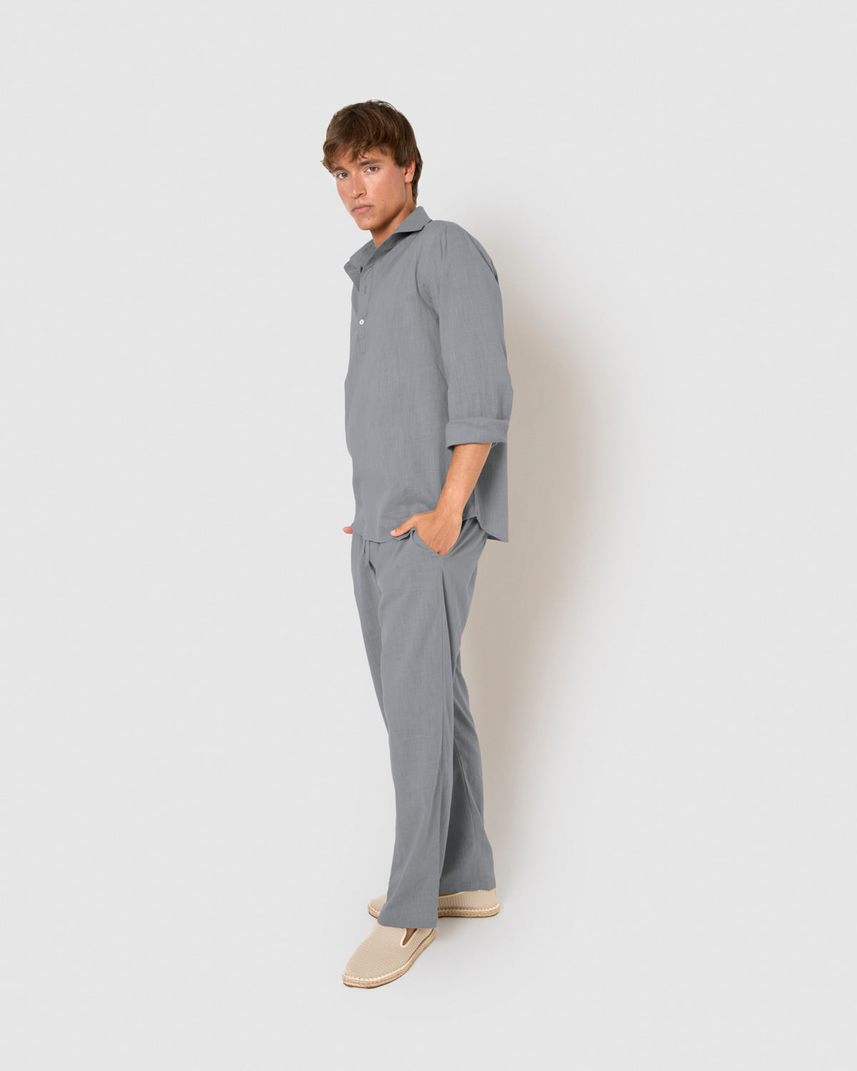 Camisa algodón azul