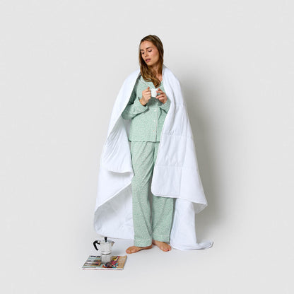 Pijama largo camisero algodón veleta verde tiffany