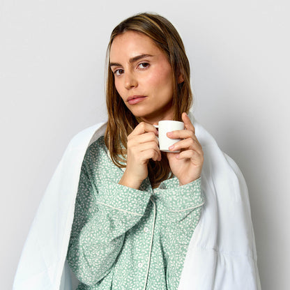 Pijama largo camisero algodón veleta verde tiffany