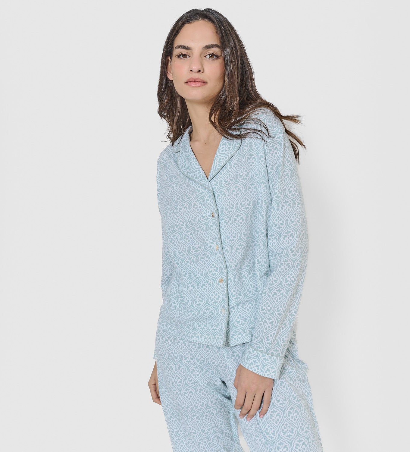 Pijama camisero algodón nerola agua marina