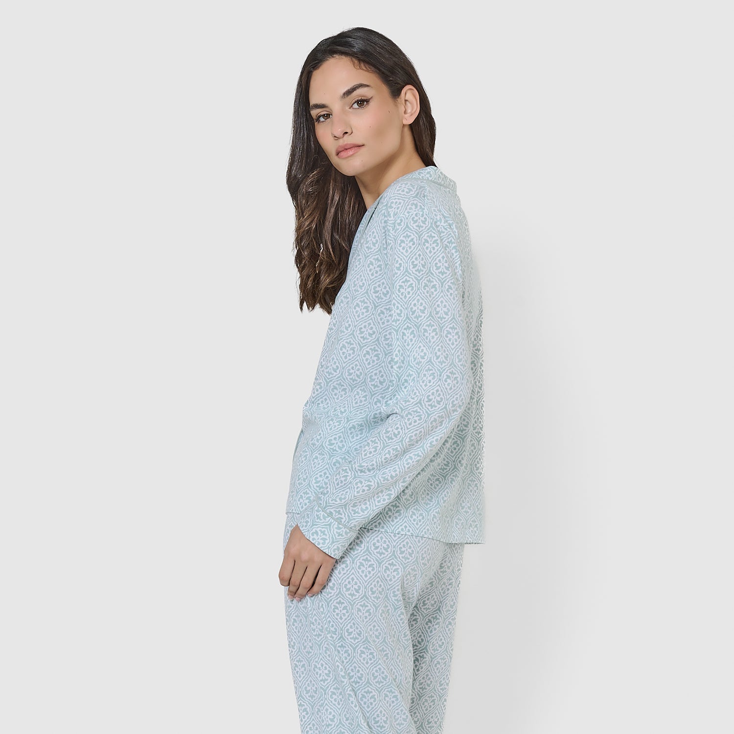 Pijama camisero algodón nerola agua marina