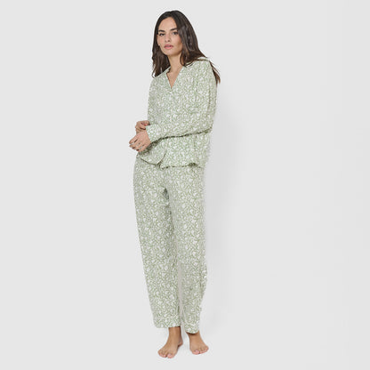 Pijama camisa de algodão verde Telma