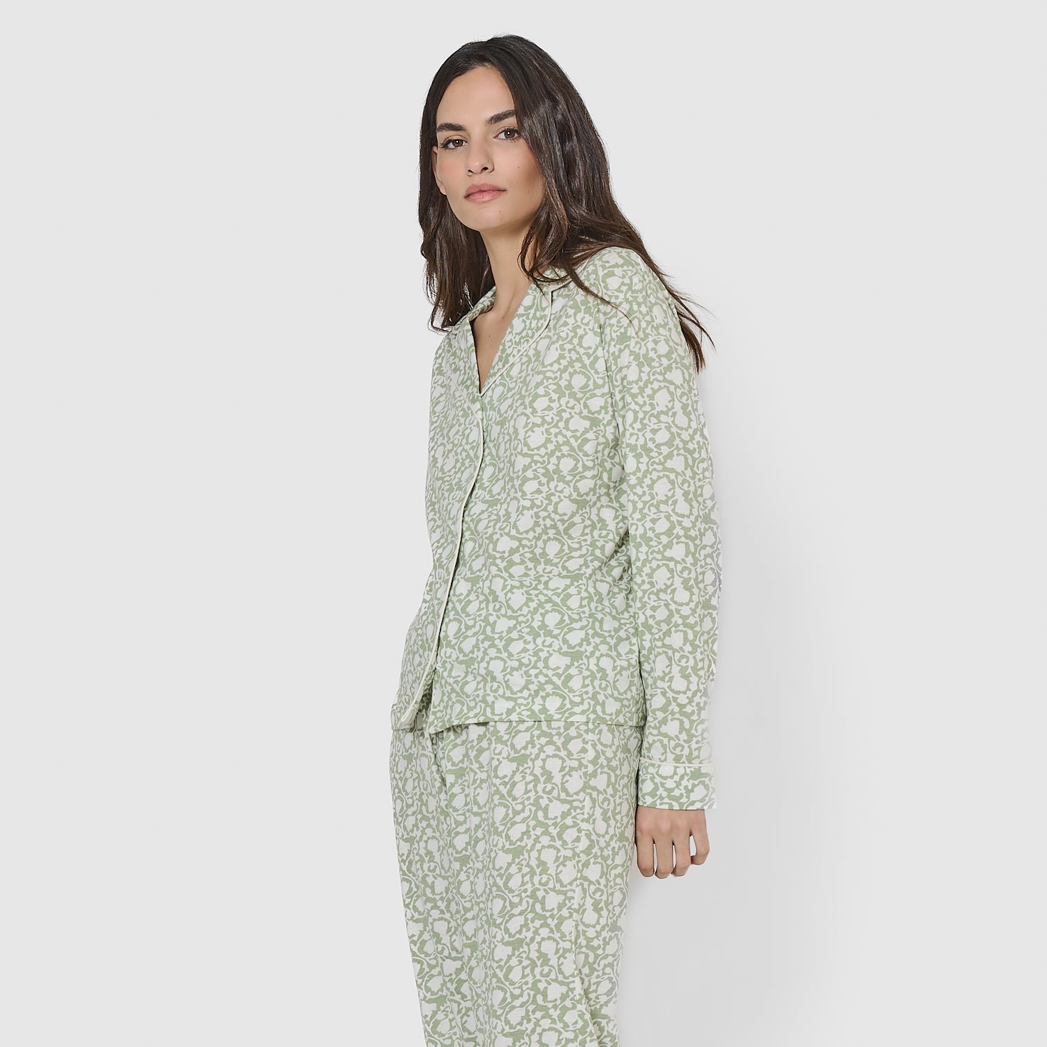 Pijama camisero algodón telma verde
