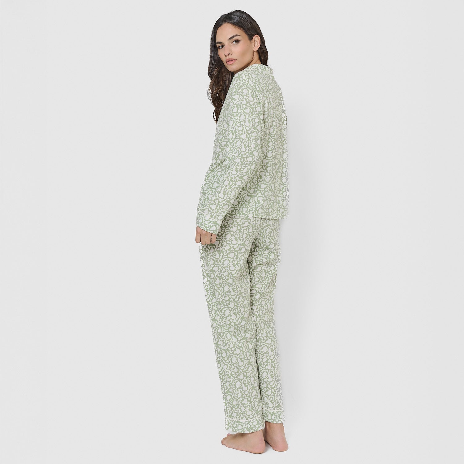 Pijama camisa de algodão verde Telma