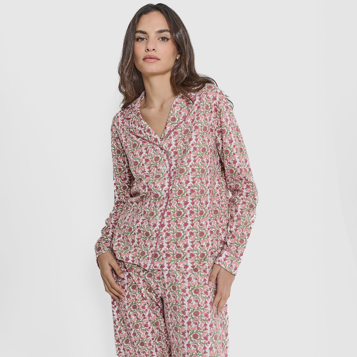 Pijama camisero algodón amazonas rosa