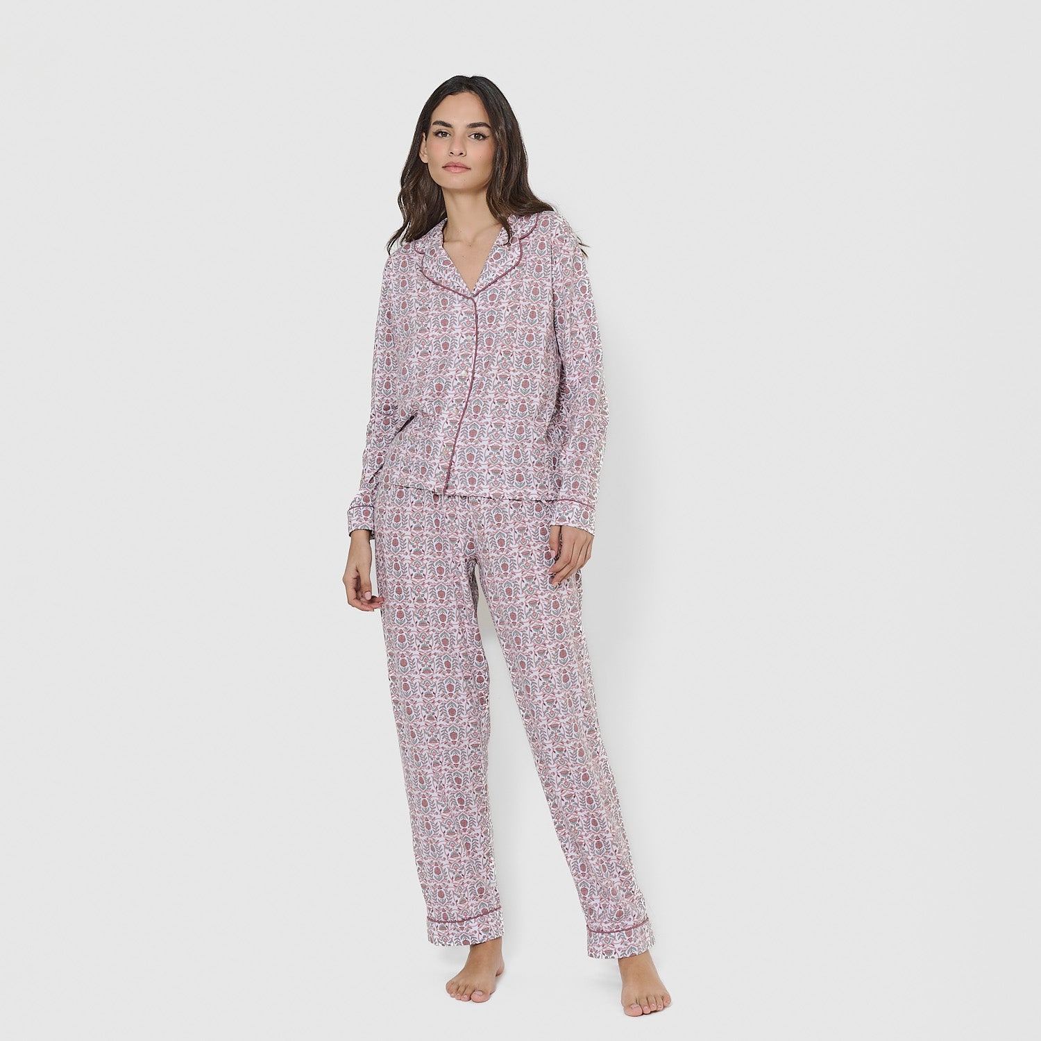 Pijama camisero algodón mia rosa