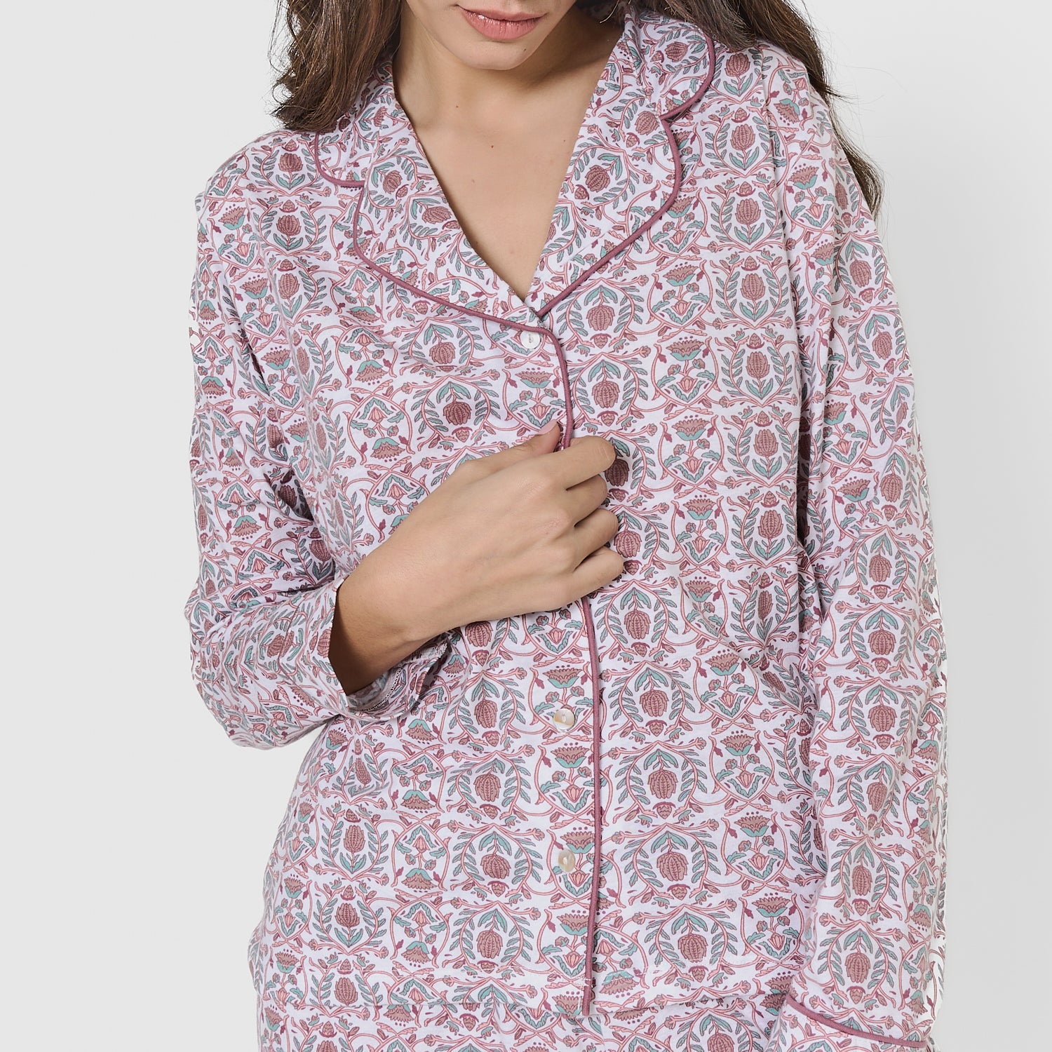 Pijama camisero algodón mia rosa