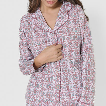 Pijama camisero algodón mia rosa