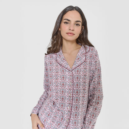 Pijama camisero algodón mia rosa