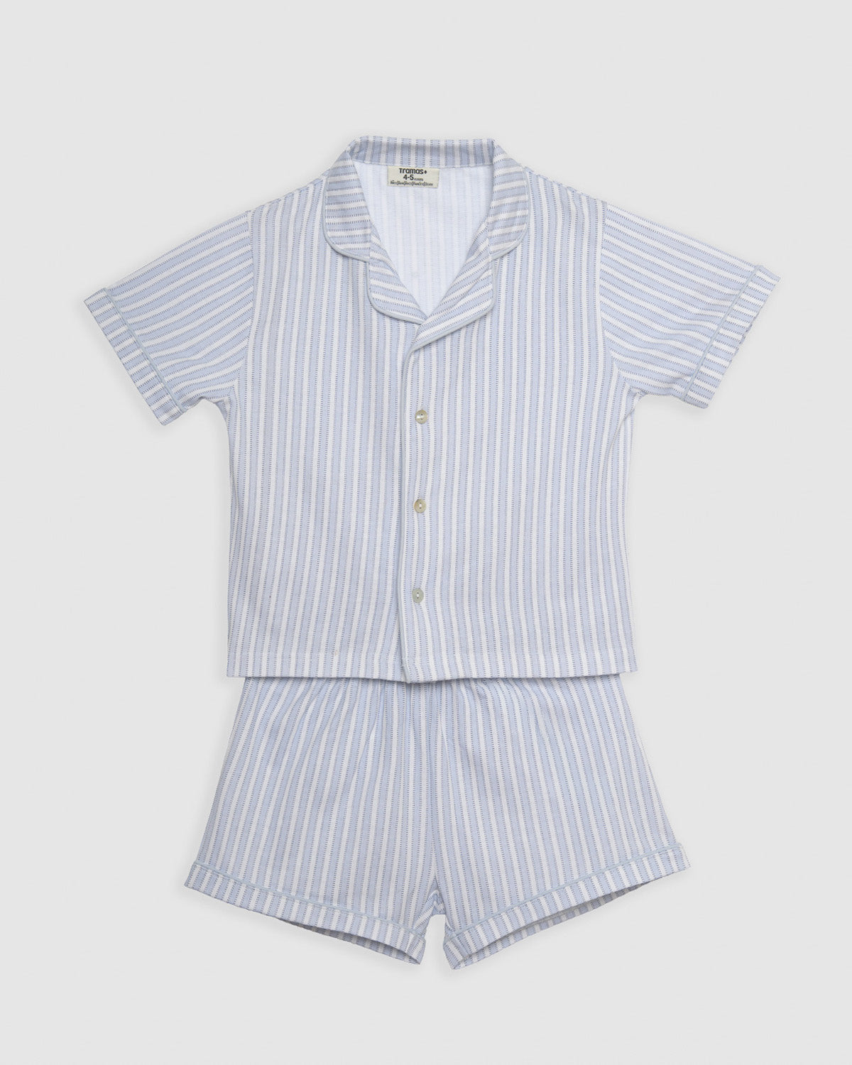 Pigiama corto a camicia bambino cotone a righe Ferdinando celeste