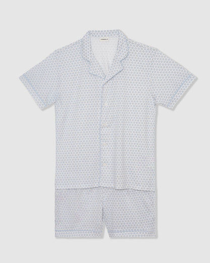Pigiama corto da uomo in cotone camicia dune indaco