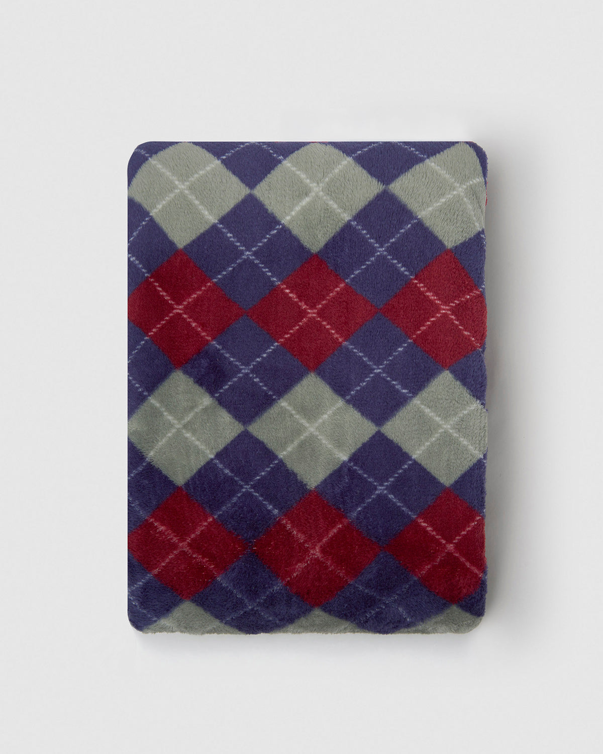 Checked coral fleece blanket Roldan blue