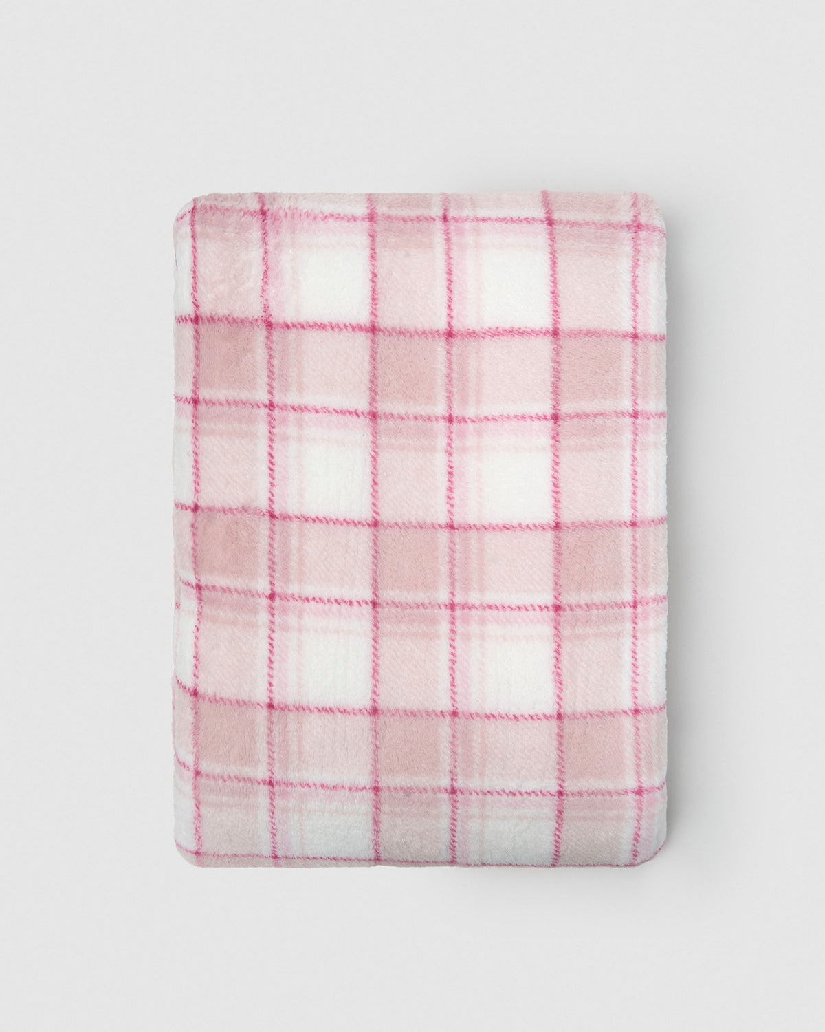 Checked coral fleece blanket Moni pink